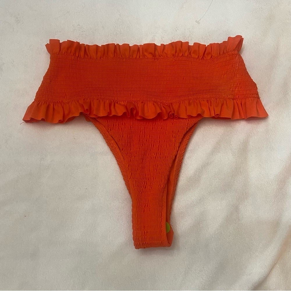 New! BFyne Blayze Orange Smocked Ruffled Bikini Bottom 1100 - Picture 2 of 7